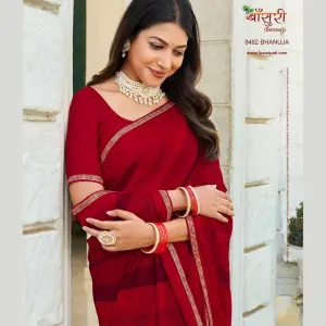 Bansuri 8482 Georgette With Patta Maroon Saree